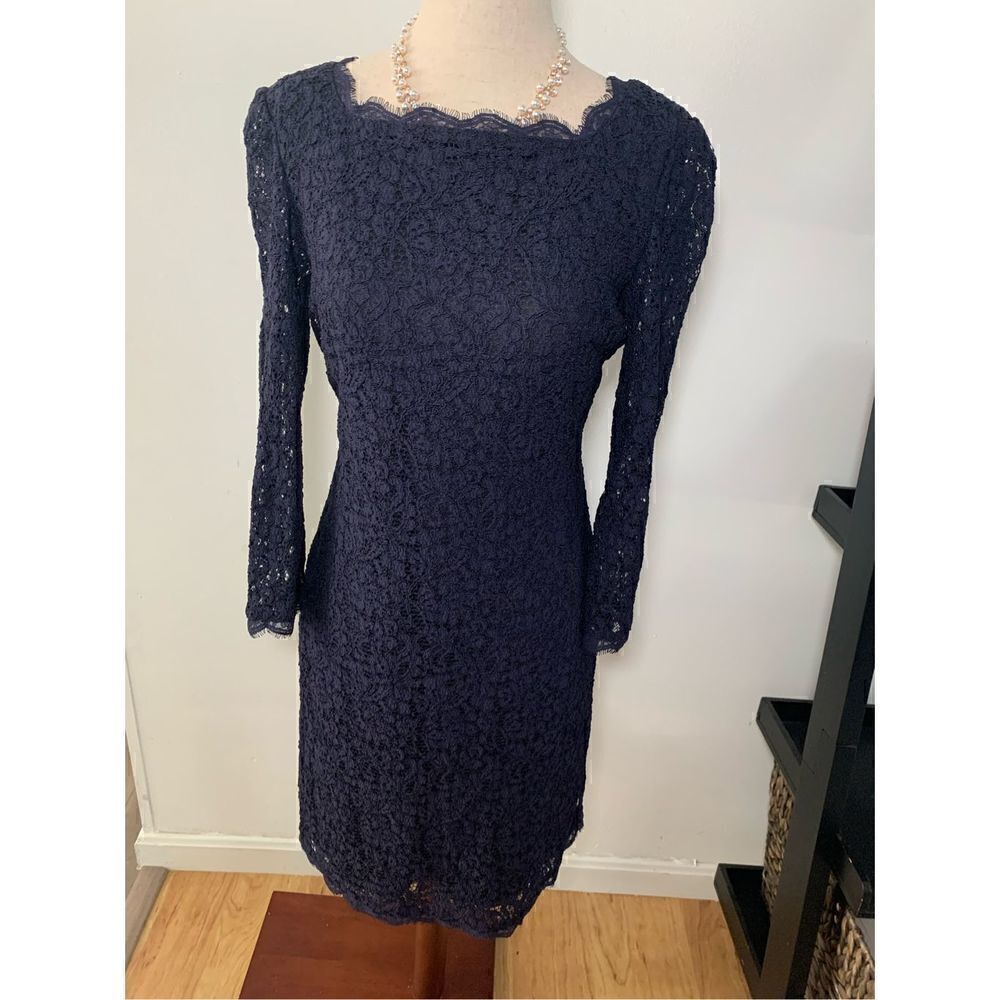 Adrianna Papel lace blue dress long sleeves size 8 wedding fancy event